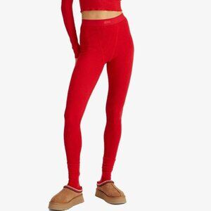 Skims Ruby Cranberry Red Limited Edition Cotton Rib Leggings Pajamas Size XS